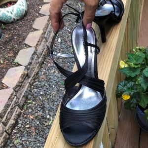 Black satin dress heels